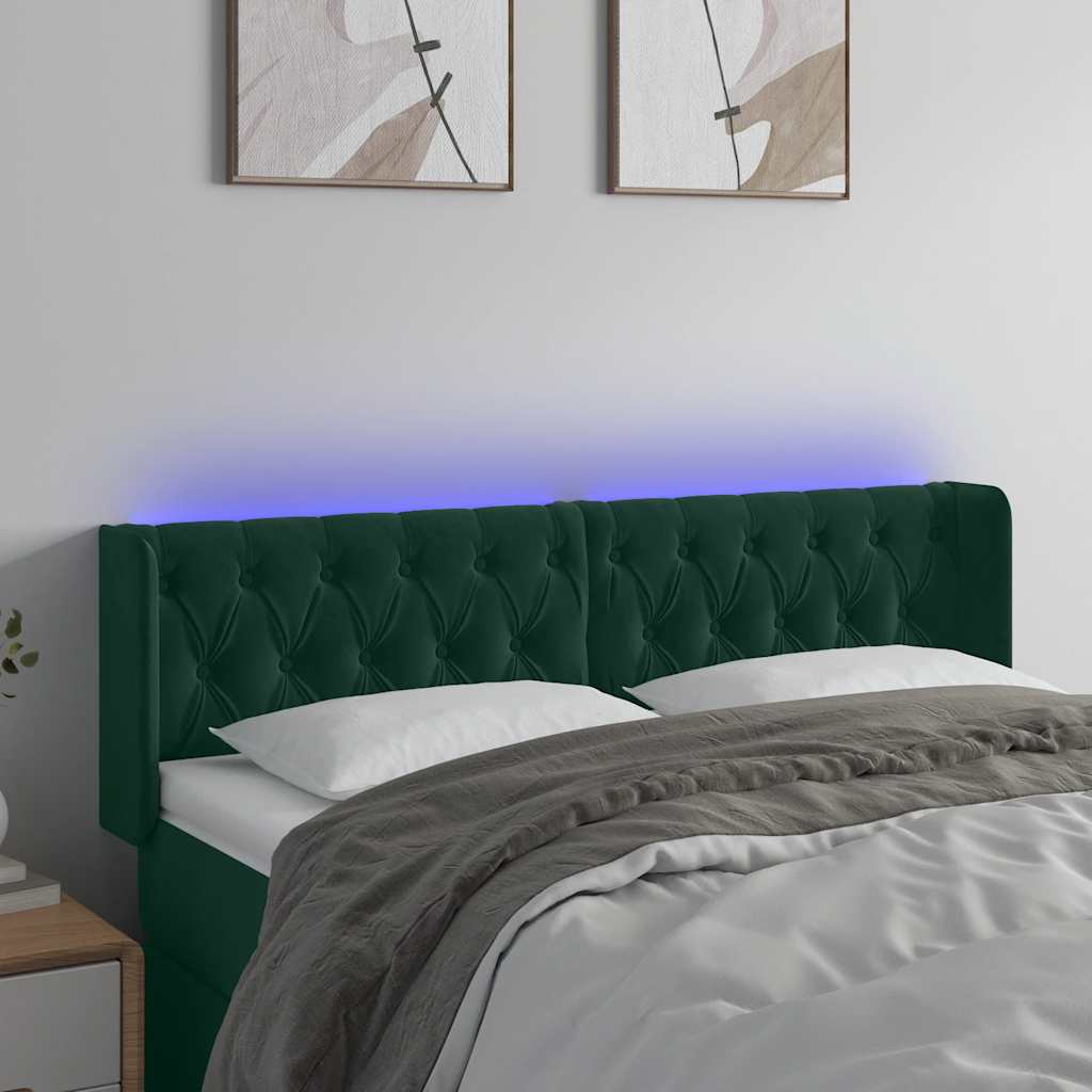 Hoofdbord LED 163x16x78/88 cm fluweel donkergroen