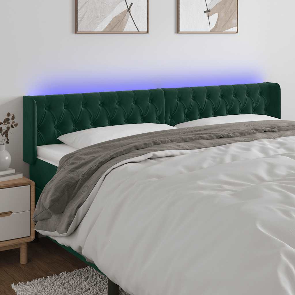 Hoofdbord LED 183x16x78/88 cm fluweel donkergroen