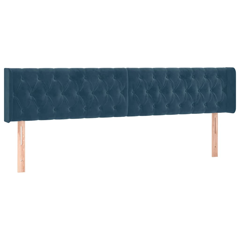 Hoofdbord LED 183x16x78/88 cm fluweel donkerblauw – afbeelding 3