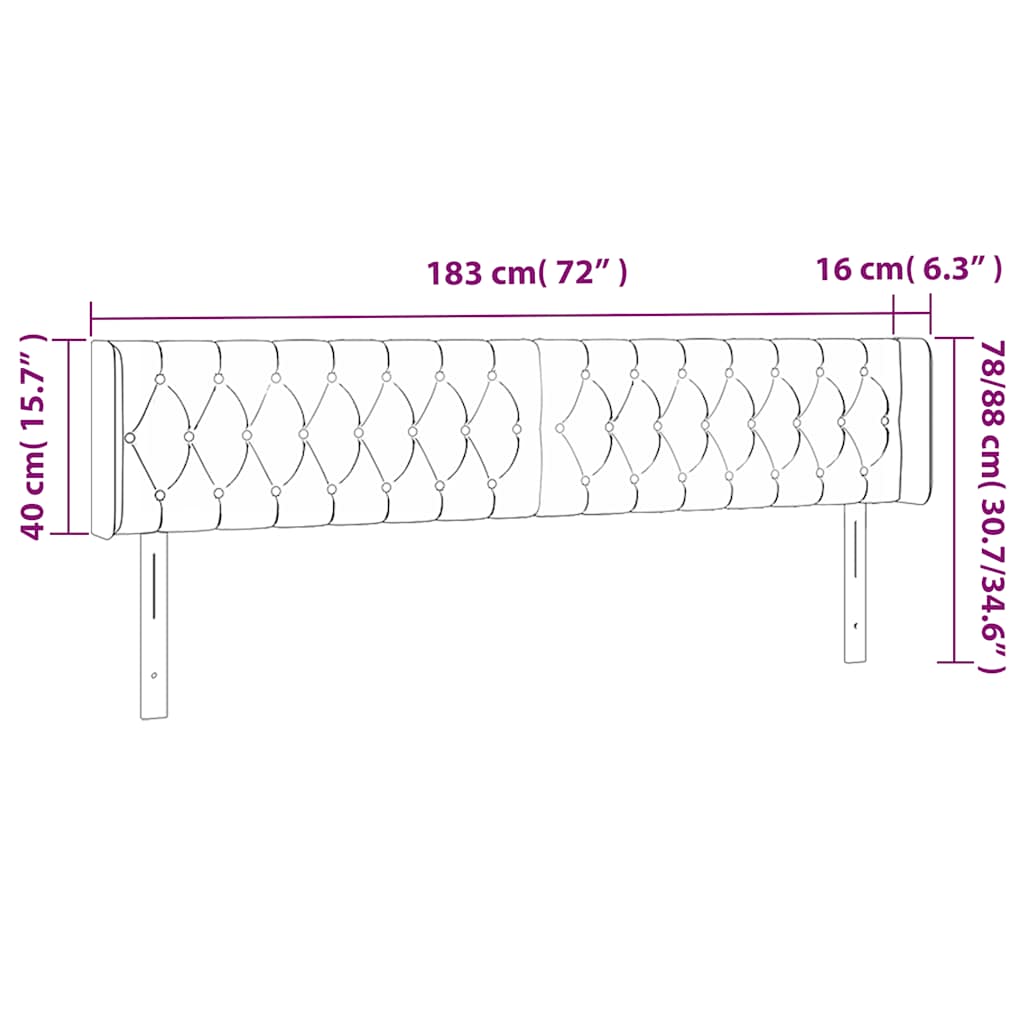 Hoofdbord LED 183x16x78/88 cm fluweel donkerblauw – afbeelding 7