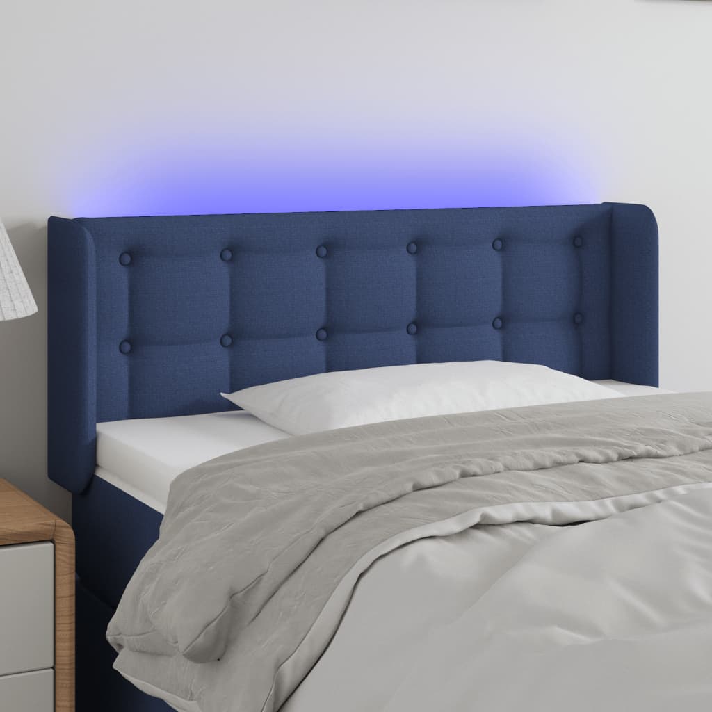 Hoofdbord LED 93x16x78/88 cm stof blauw – afbeelding 1