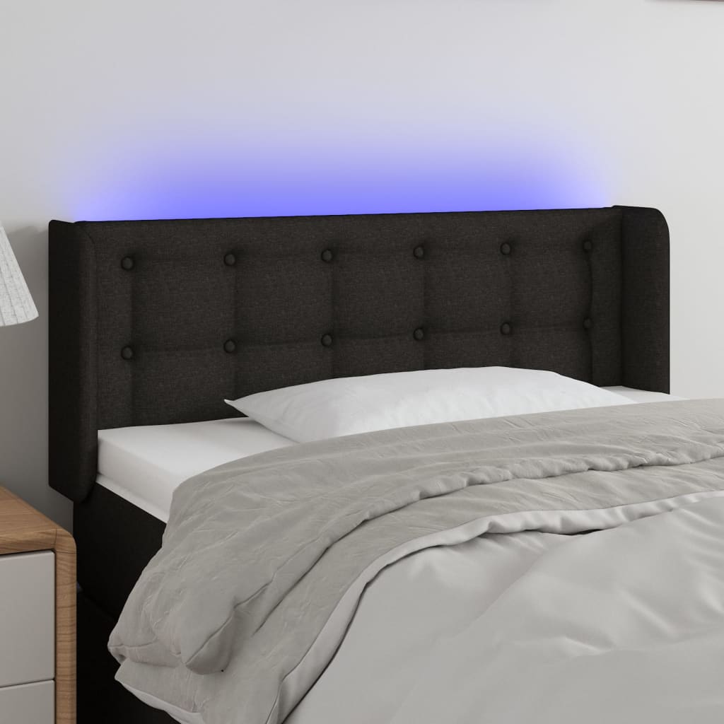 Hoofdbord LED 103x16x78/88 cm stof zwart