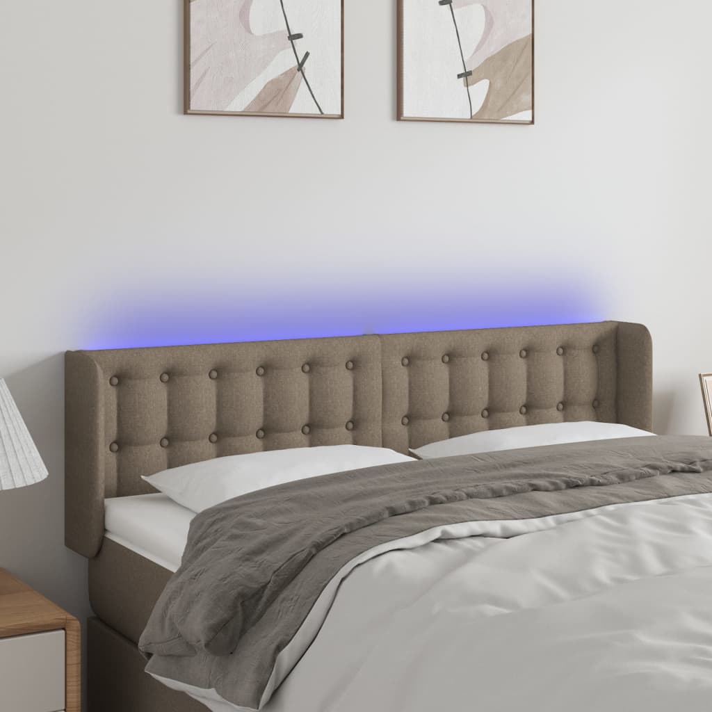 Hoofdbord LED 147x16x78/88 cm stof taupe – afbeelding 1