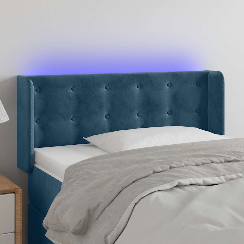 Hoofdbord LED 103x16x78/88 cm fluweel donkerblauw