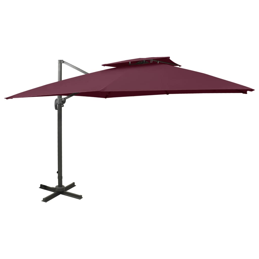 Zweefparasol met dubbel dak 300x300 cm bordeauxrood – afbeelding 1