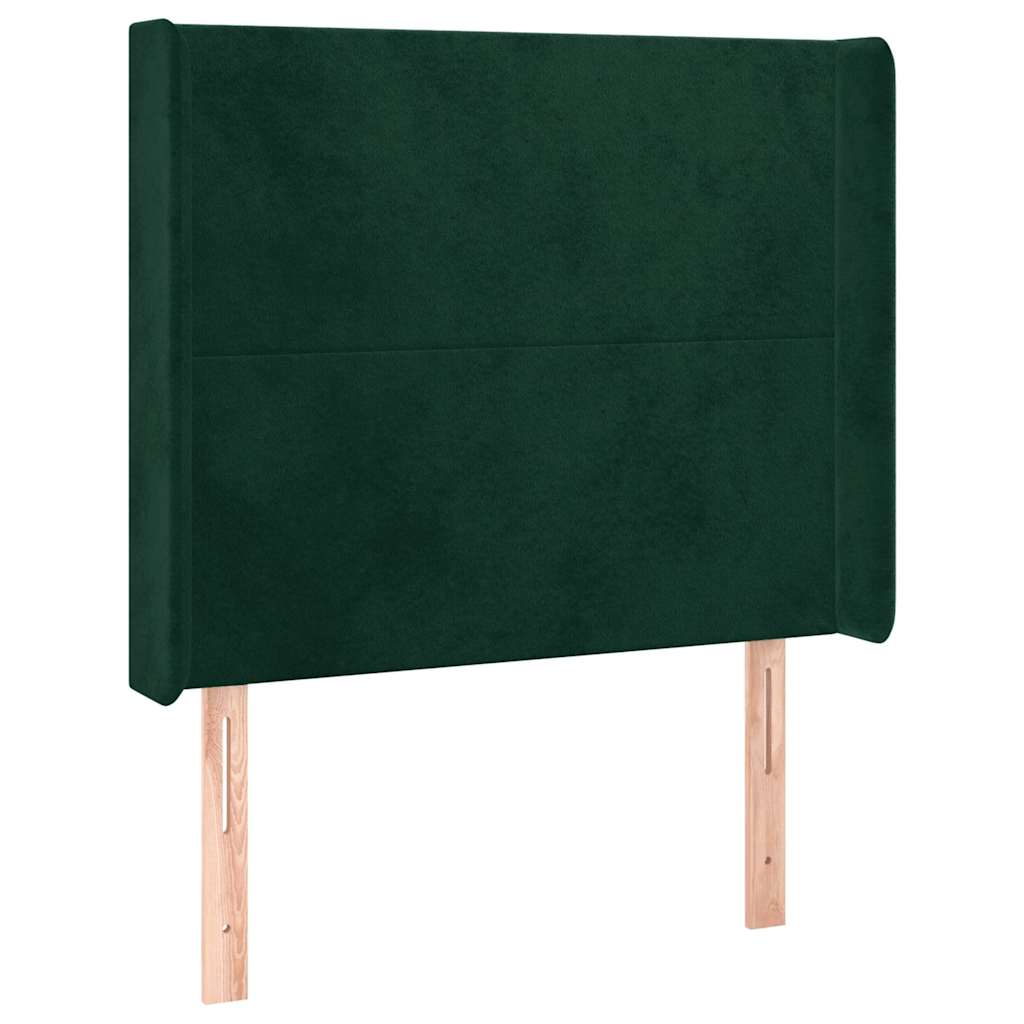 Hoofdbord LED 93x16x118/128 cm fluweel donkergroen – afbeelding 3