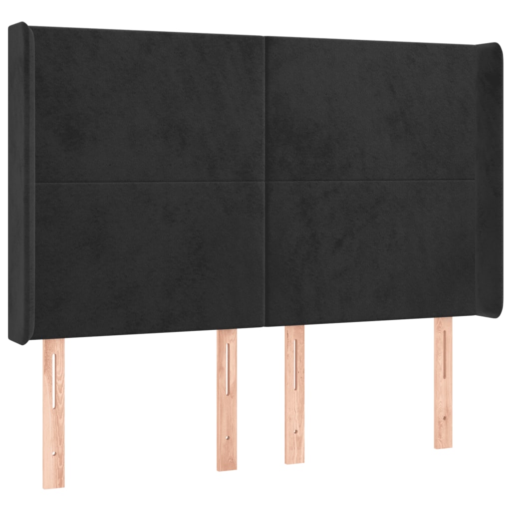 Hoofdbord LED 147x16x118/128 cm fluweel zwart – afbeelding 3