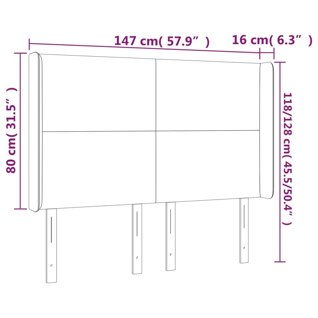 Hoofdbord LED 147x16x118/128 cm fluweel zwart – afbeelding 6