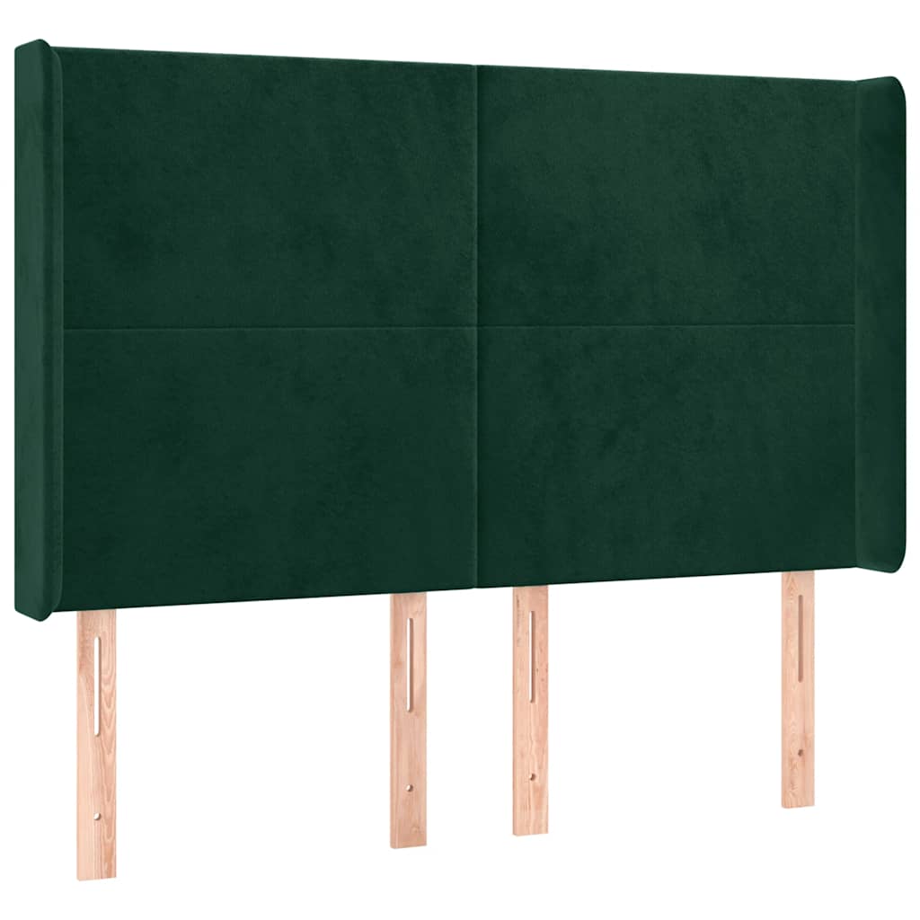 Hoofdbord LED 147x16x118/128 cm fluweel donkergroen – afbeelding 3