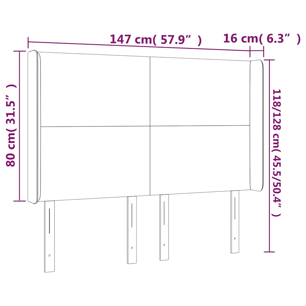 Hoofdbord LED 147x16x118/128 cm fluweel donkergroen – afbeelding 7
