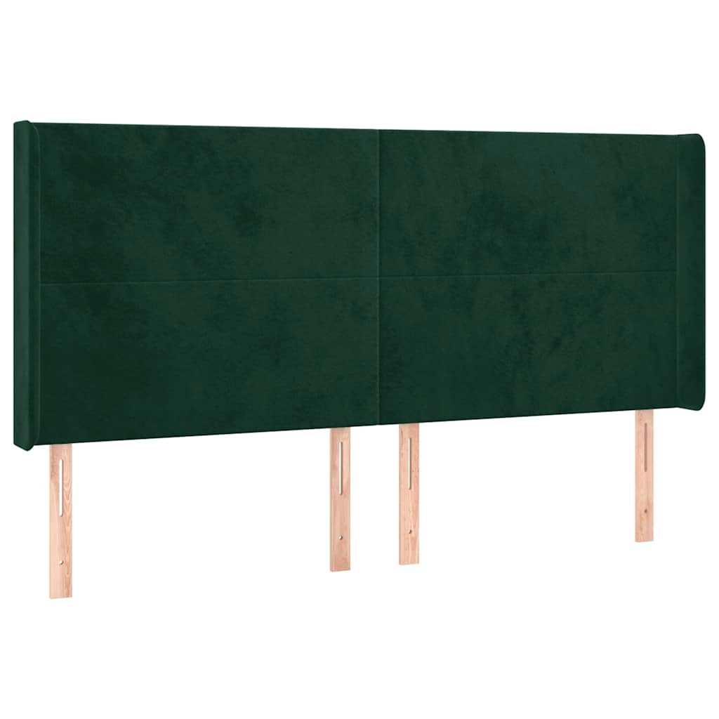 Hoofdbord LED 183x16x118/128 cm fluweel donkergroen – afbeelding 3