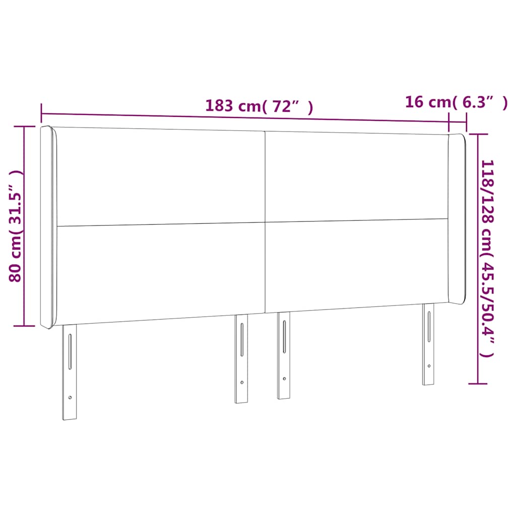 Hoofdbord LED 183x16x118/128 cm fluweel donkergroen – afbeelding 7