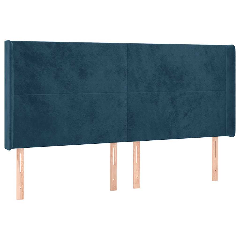 Hoofdbord LED 183x16x118/128 cm fluweel donkerblauw – afbeelding 3