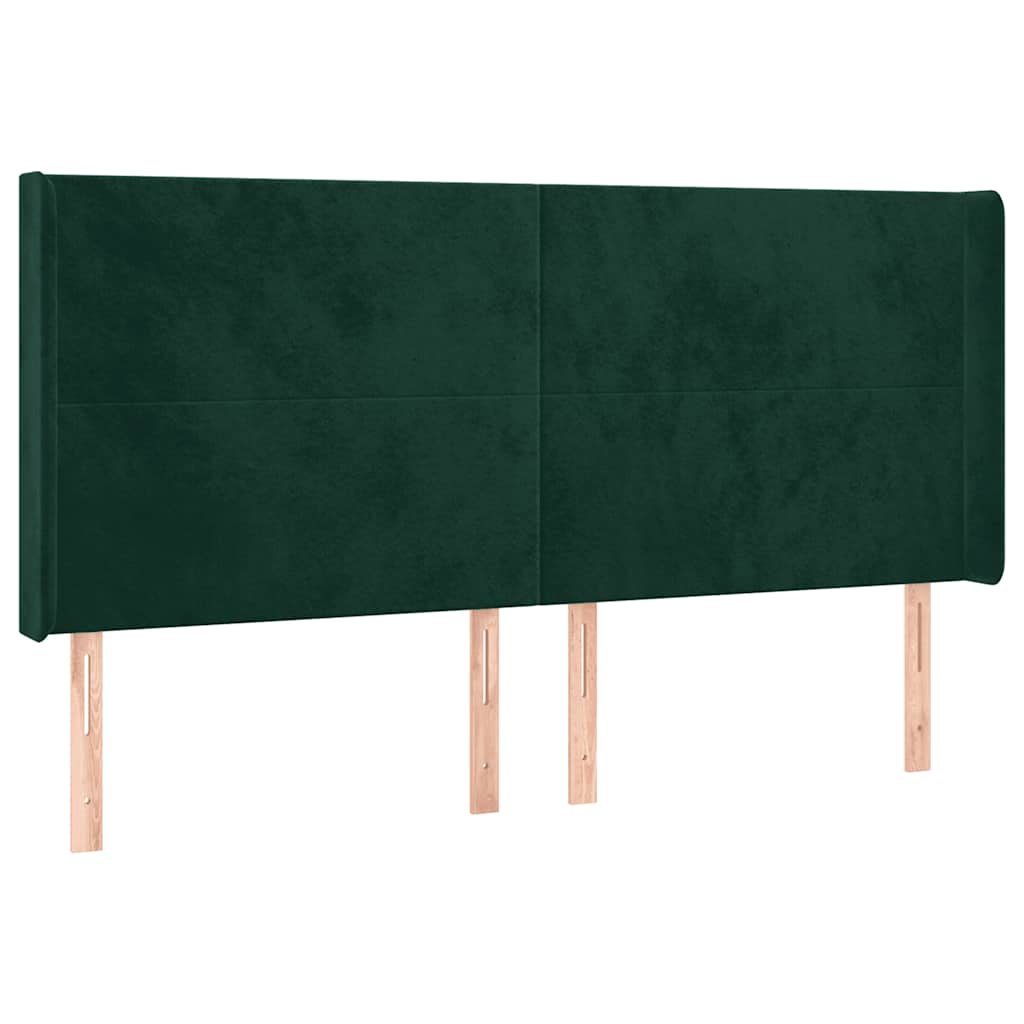 Hoofdbord LED 203x16x118/128 cm fluweel donkergroen – afbeelding 3