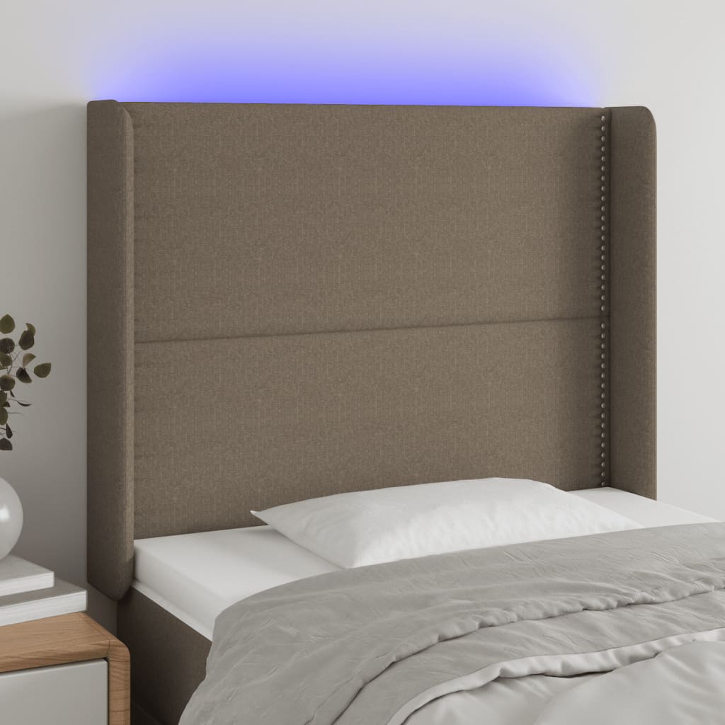 Hoofdbord LED 93x16x118/128 cm stof taupe