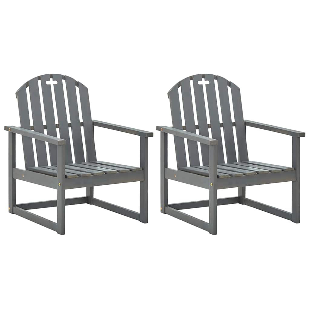 Tuinstoelen 2 st massief acaciahout grijs – afbeelding 1