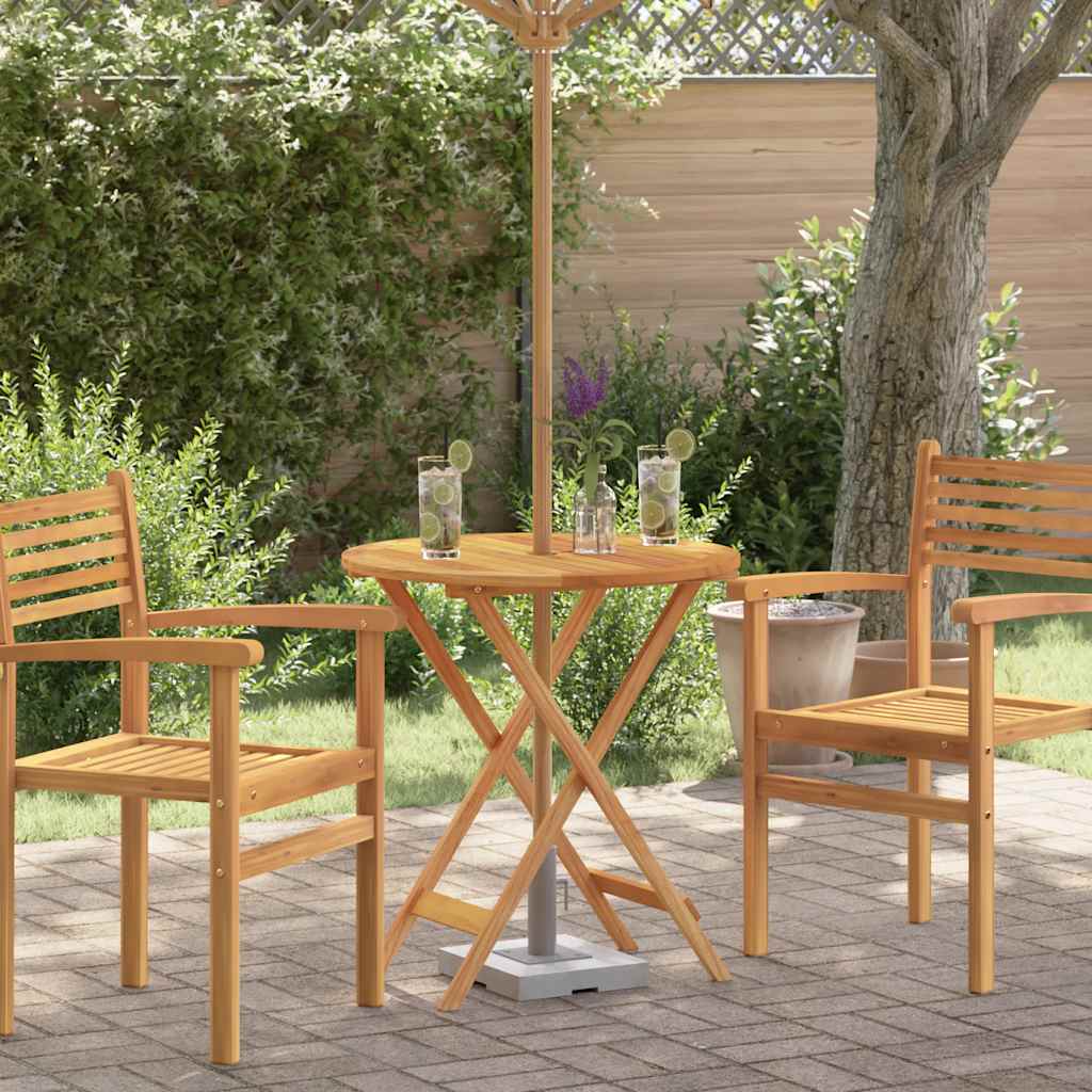 Tuintafel inklapbaar Ø60x75 cm massief eucalyptushout – afbeelding 1