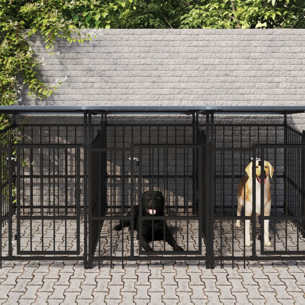 Hondenkennel met dak 7,51 m² staal