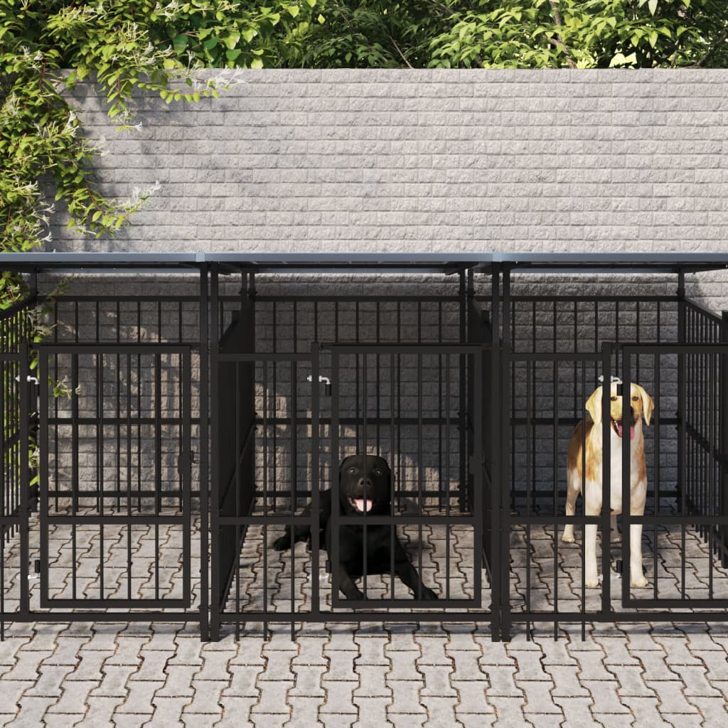 Hondenkennel met dak 9,38 m² staal