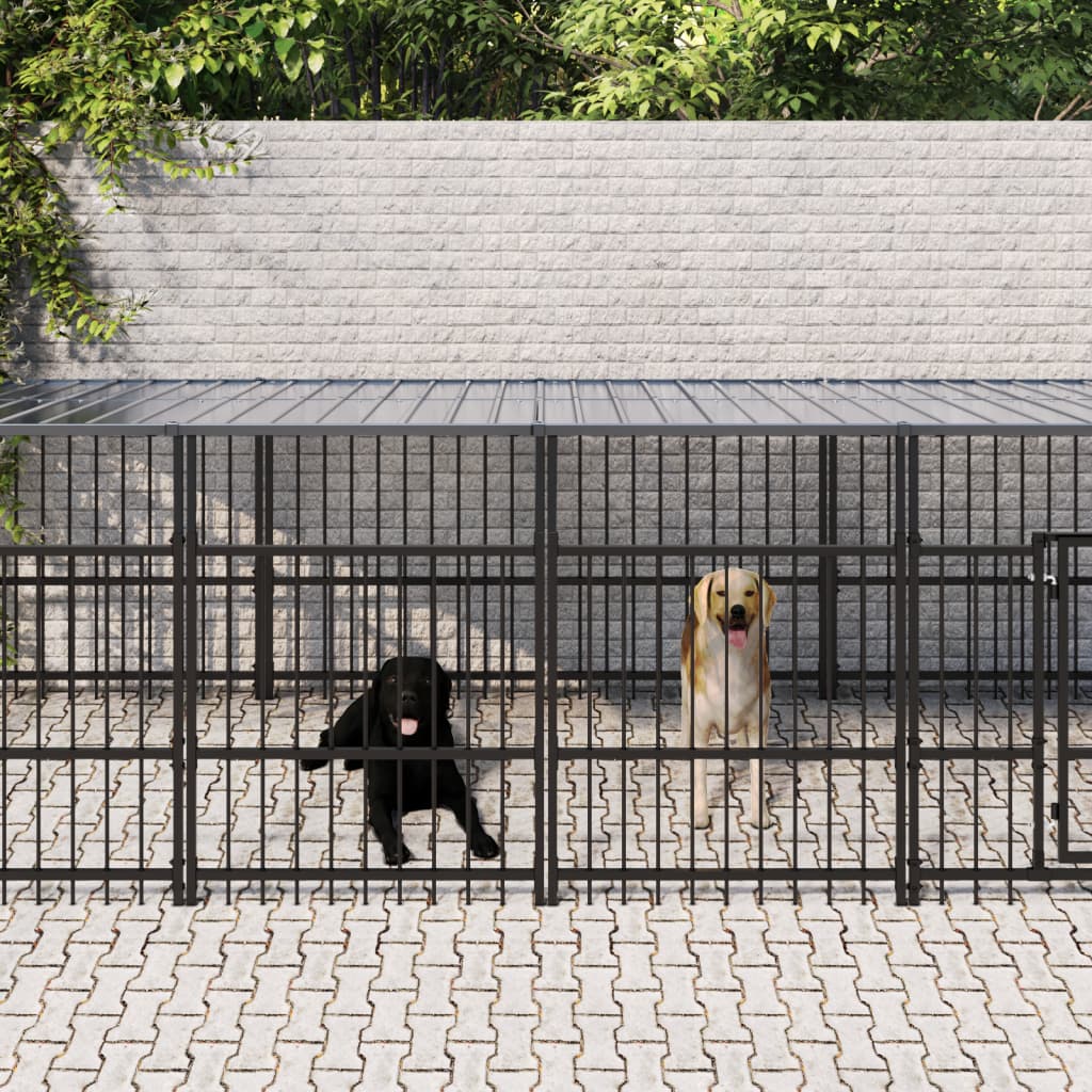 Hondenkennel met dak 11,26 m² staal