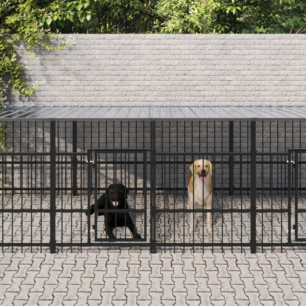 Hondenkennel met dak 11,26 m² staal