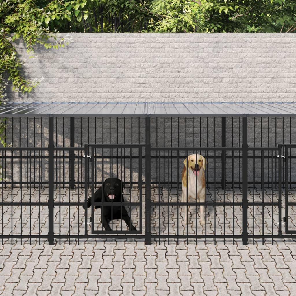 Hondenkennel met dak 15,02 m² staal