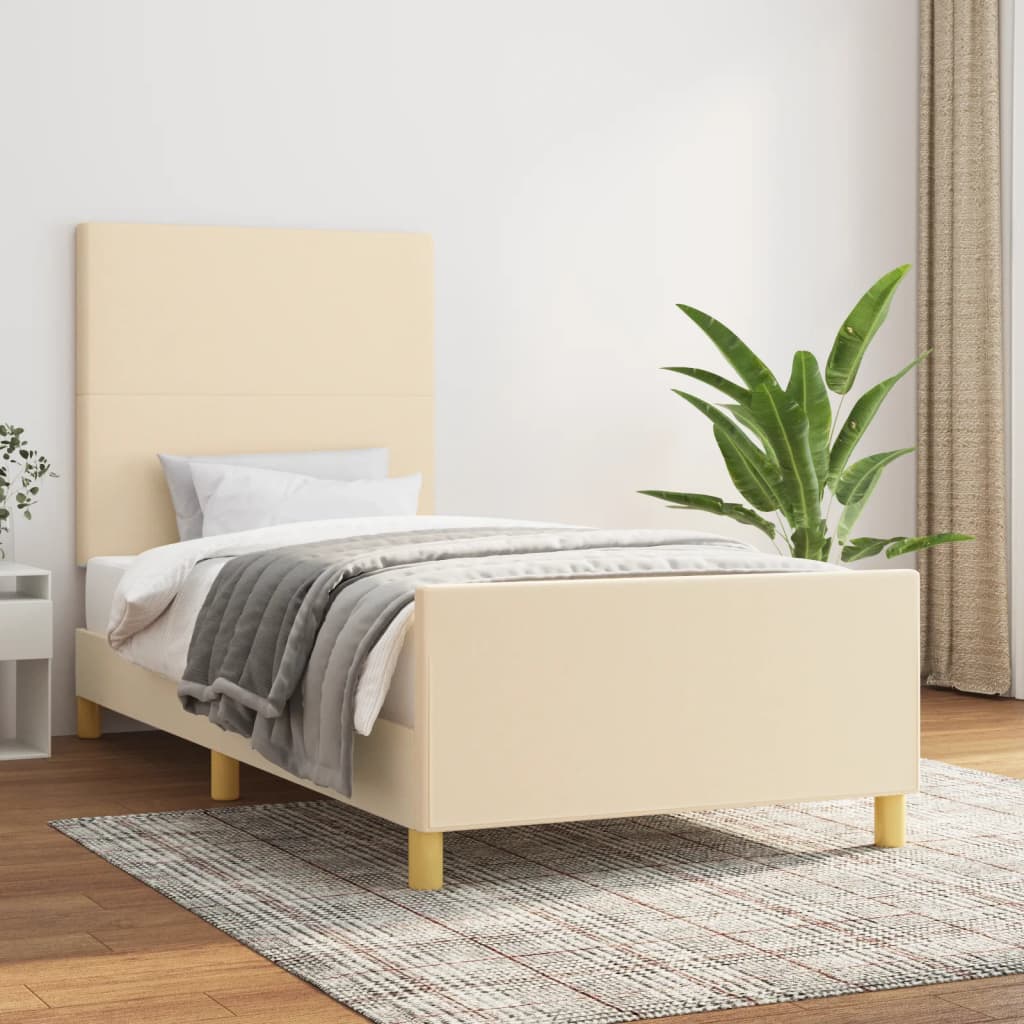 Bedframe zonder matras 80x200 cm stof crèmekleurig – afbeelding 1
