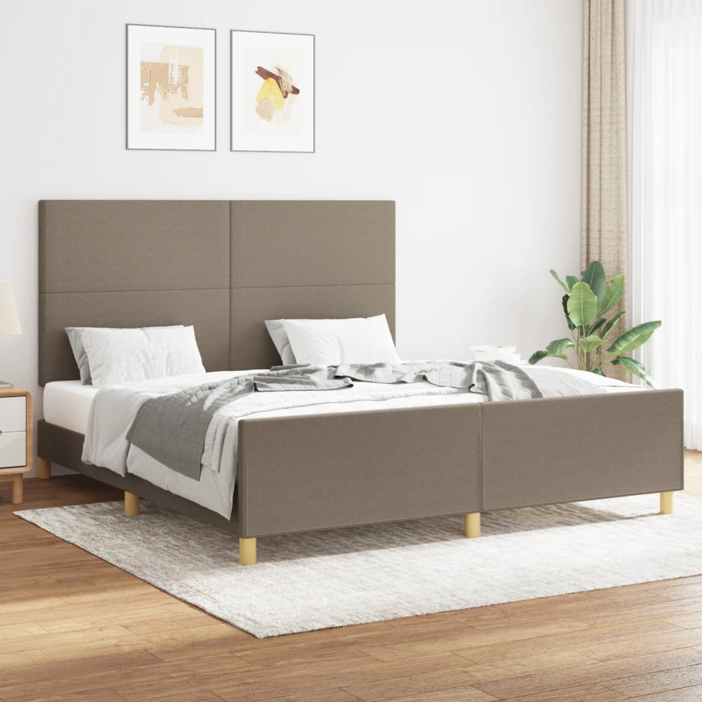Bedframe zonder matras stof taupe 160x200 cm – afbeelding 1
