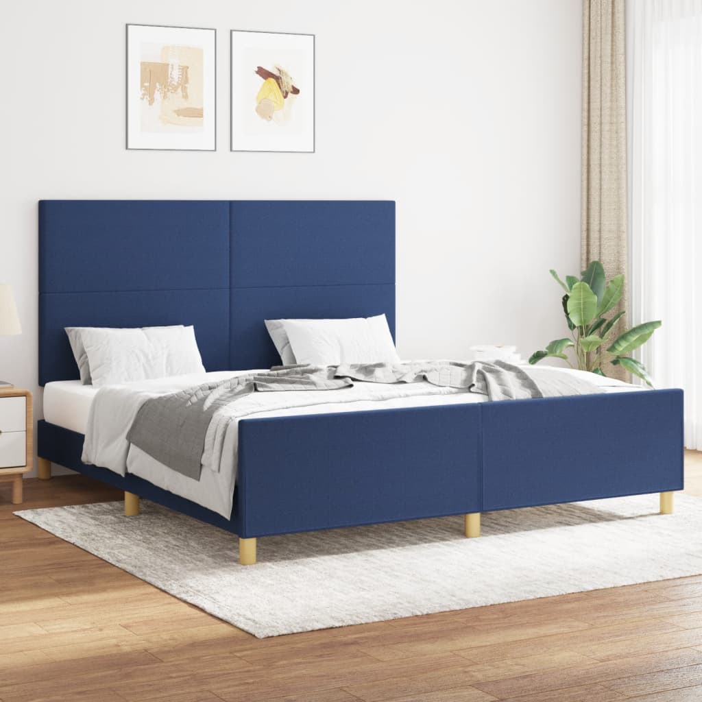 Bedframe zonder matras stof blauw 160x200 cm – afbeelding 1