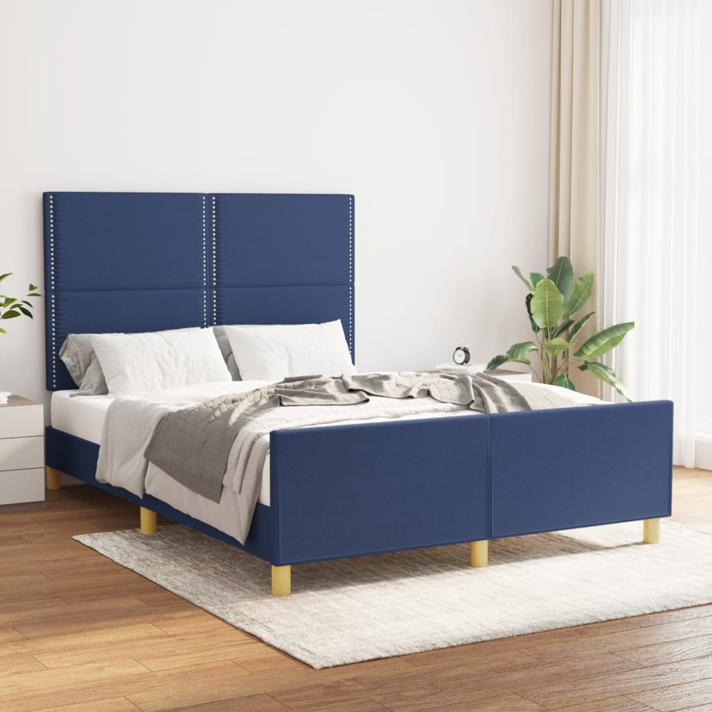 Bedframe zonder matras stof blauw 140x200 cm – afbeelding 1