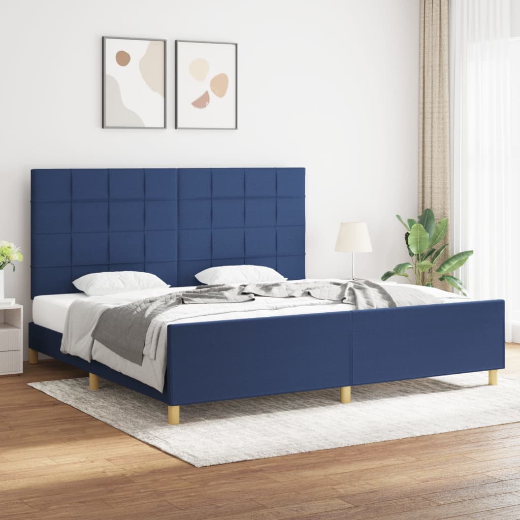 Bedframe zonder matras stof blauw 200x200 cm – afbeelding 1