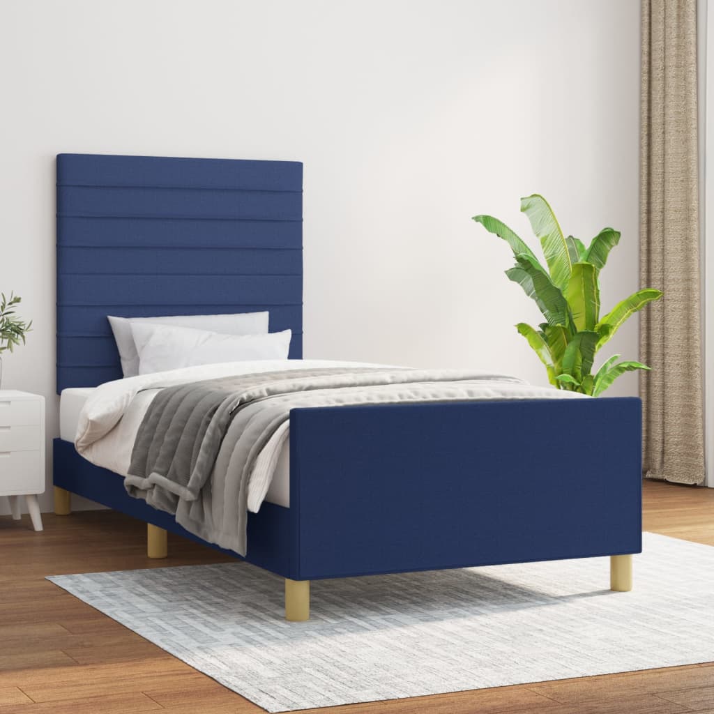 Bedframe zonder matras 80x200 cm stof blauw – afbeelding 1
