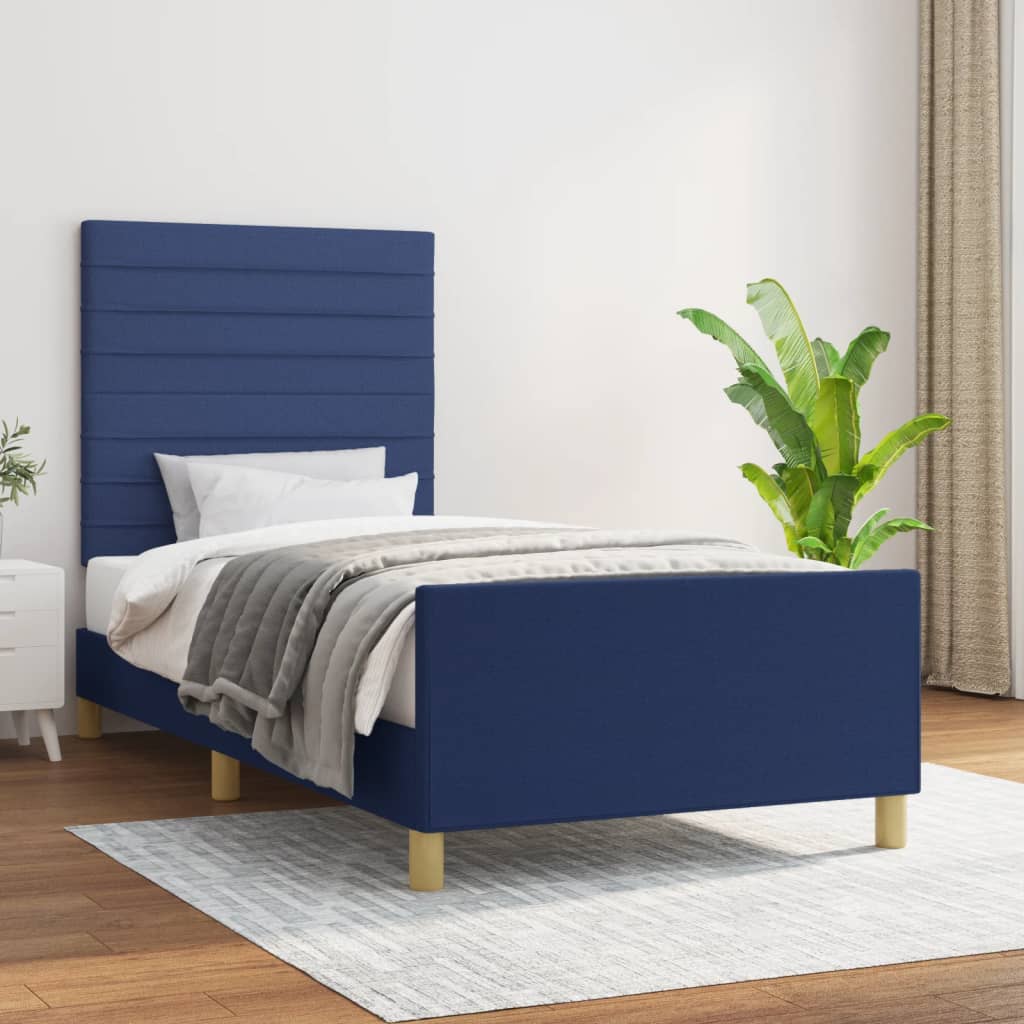 Bedframe zonder matras 90x190 cm stof blauw – afbeelding 1
