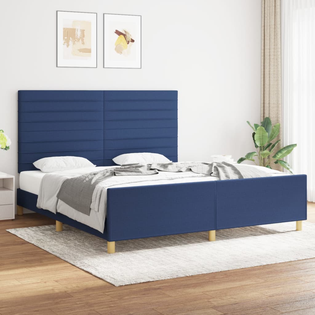 Bedframe zonder matras stof blauw 180x200 cm – afbeelding 1