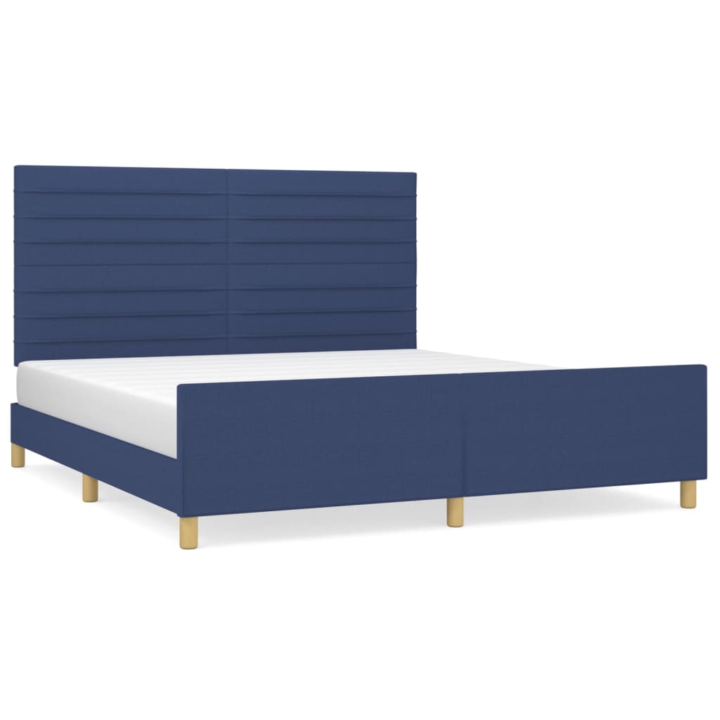 Bedframe zonder matras stof blauw 180x200 cm – afbeelding 2