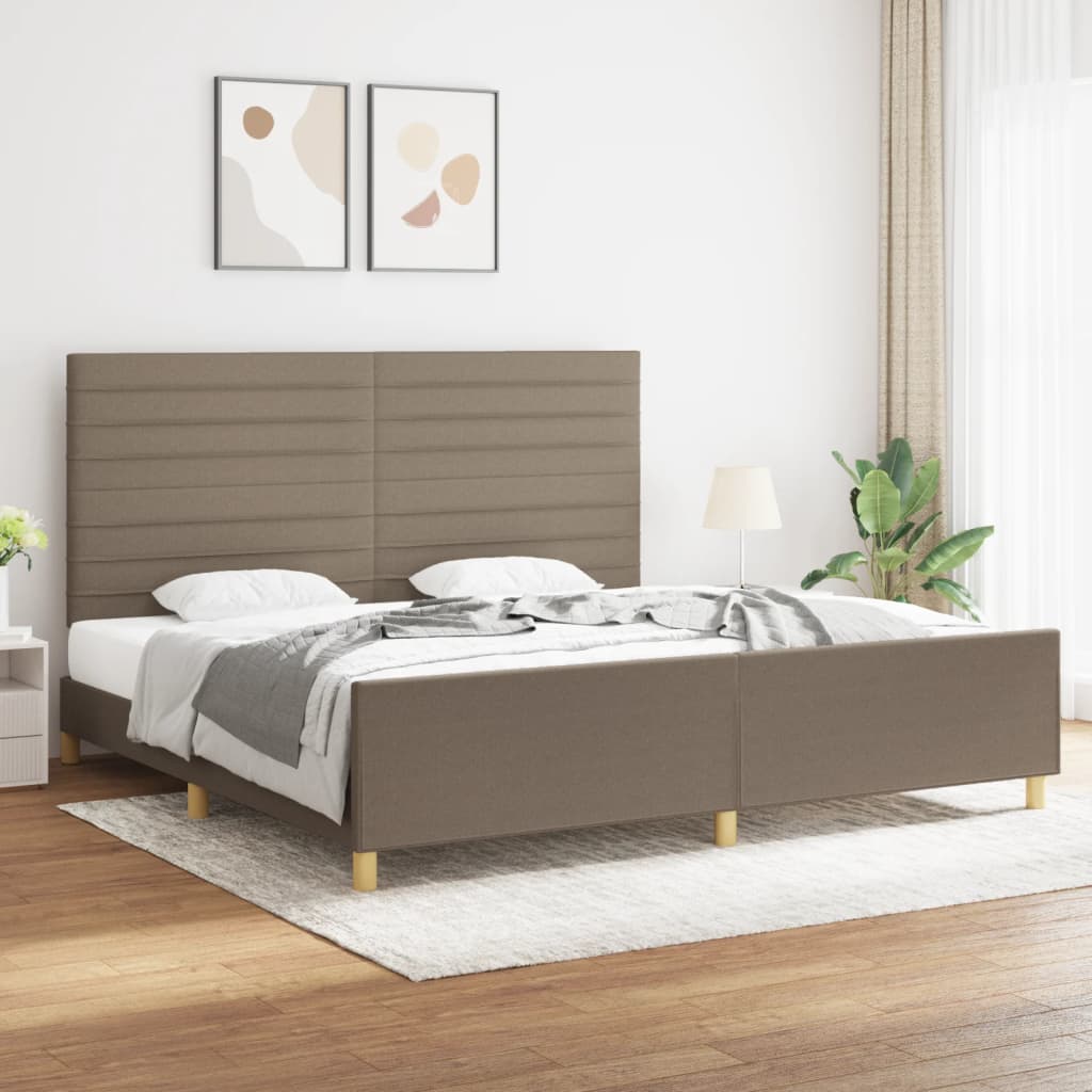 Bedframe zonder matras stof taupe 200x200 cm – afbeelding 1