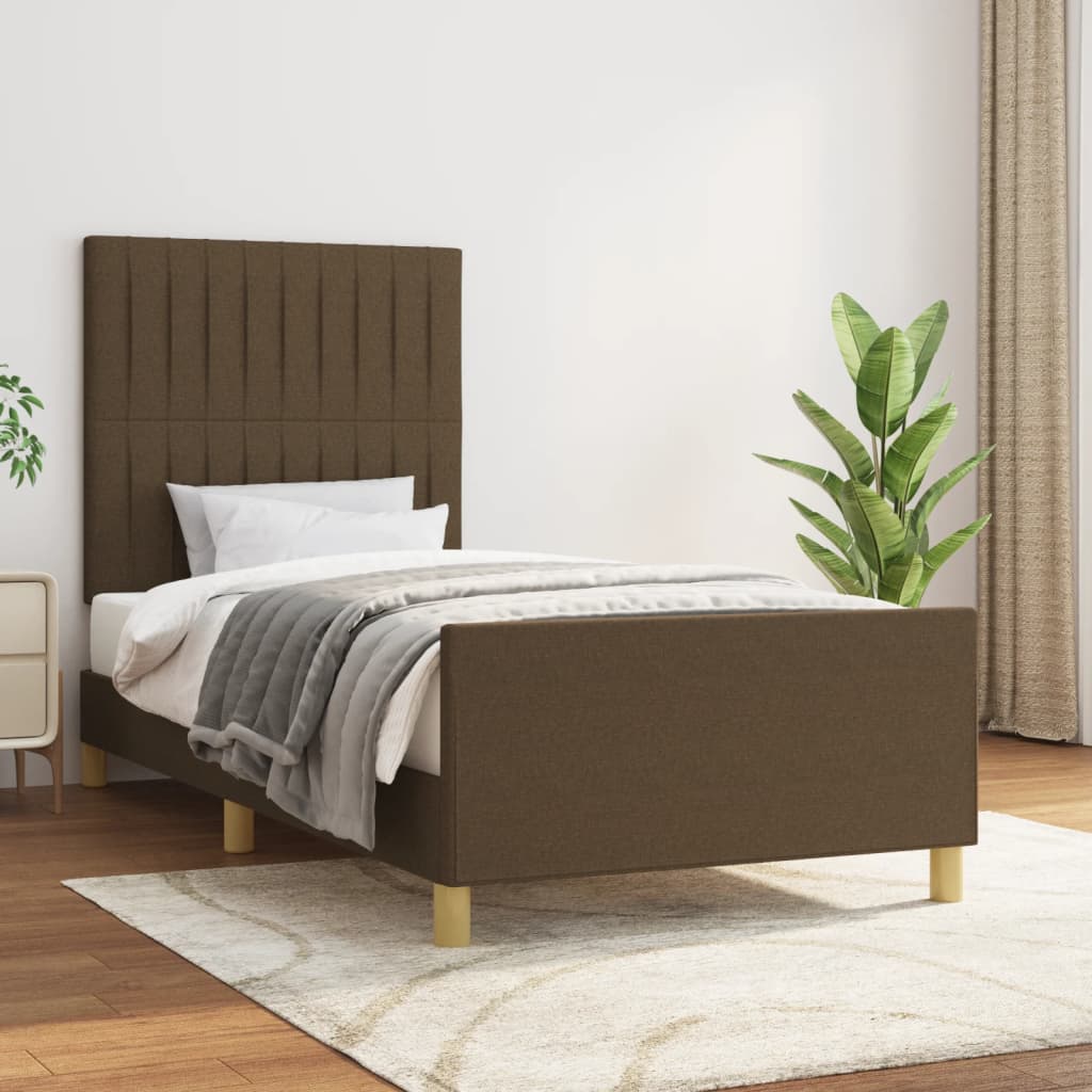 Bedframe zonder matras 80x200 cm stof donkerbruin – afbeelding 1