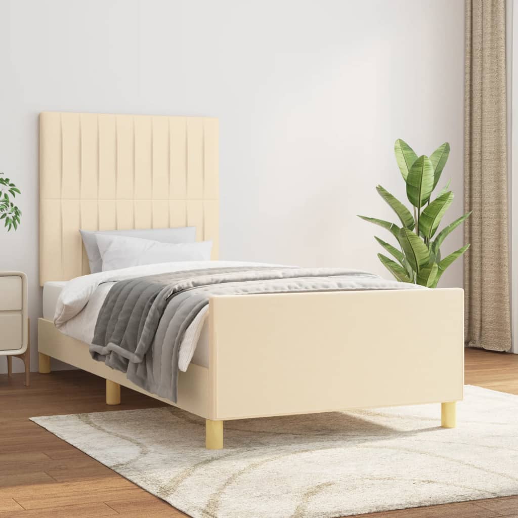 Bedframe zonder matras 80x200 cm stof crèmekleurig – afbeelding 1