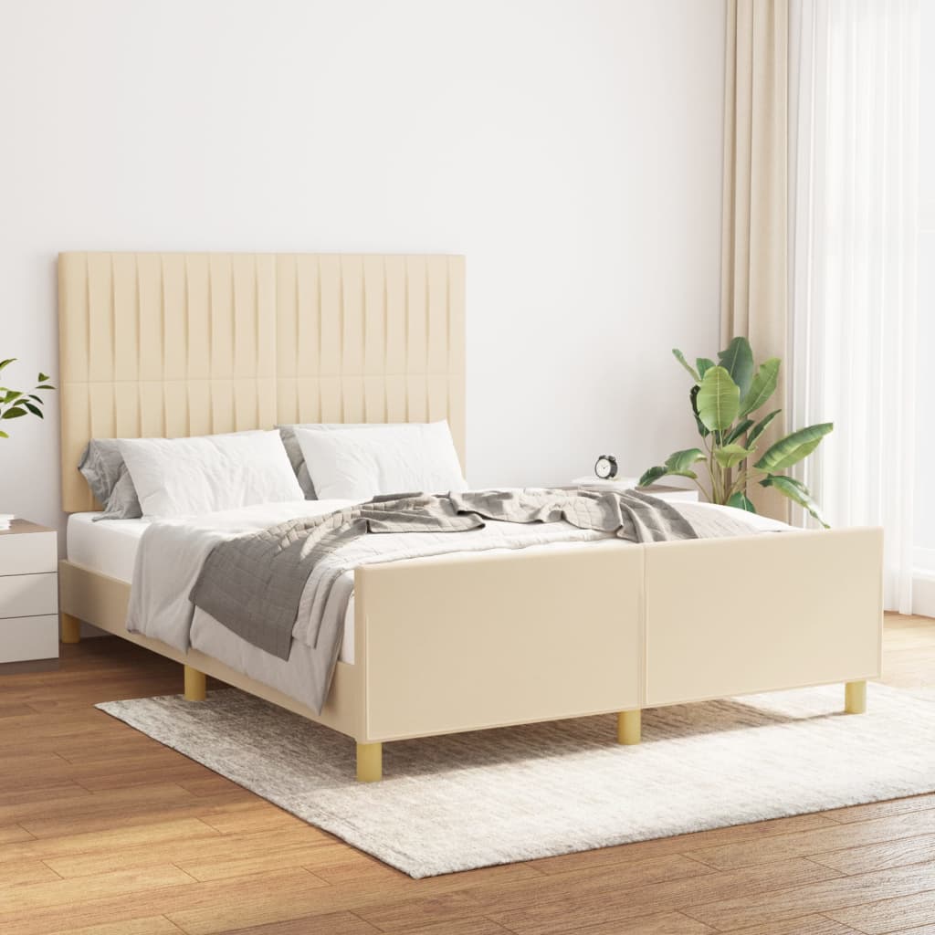 Bedframe zonder matras stof crèmekleurig 140x200 cm – afbeelding 1
