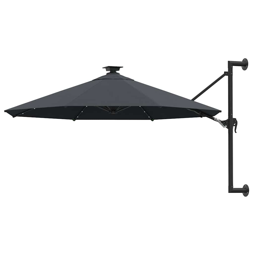 Wandparasol met LED's 300 cm antracietkleurig