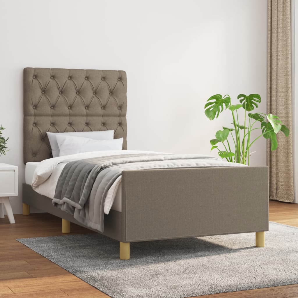 Bedframe zonder matras 80x200 cm stof taupe – afbeelding 1