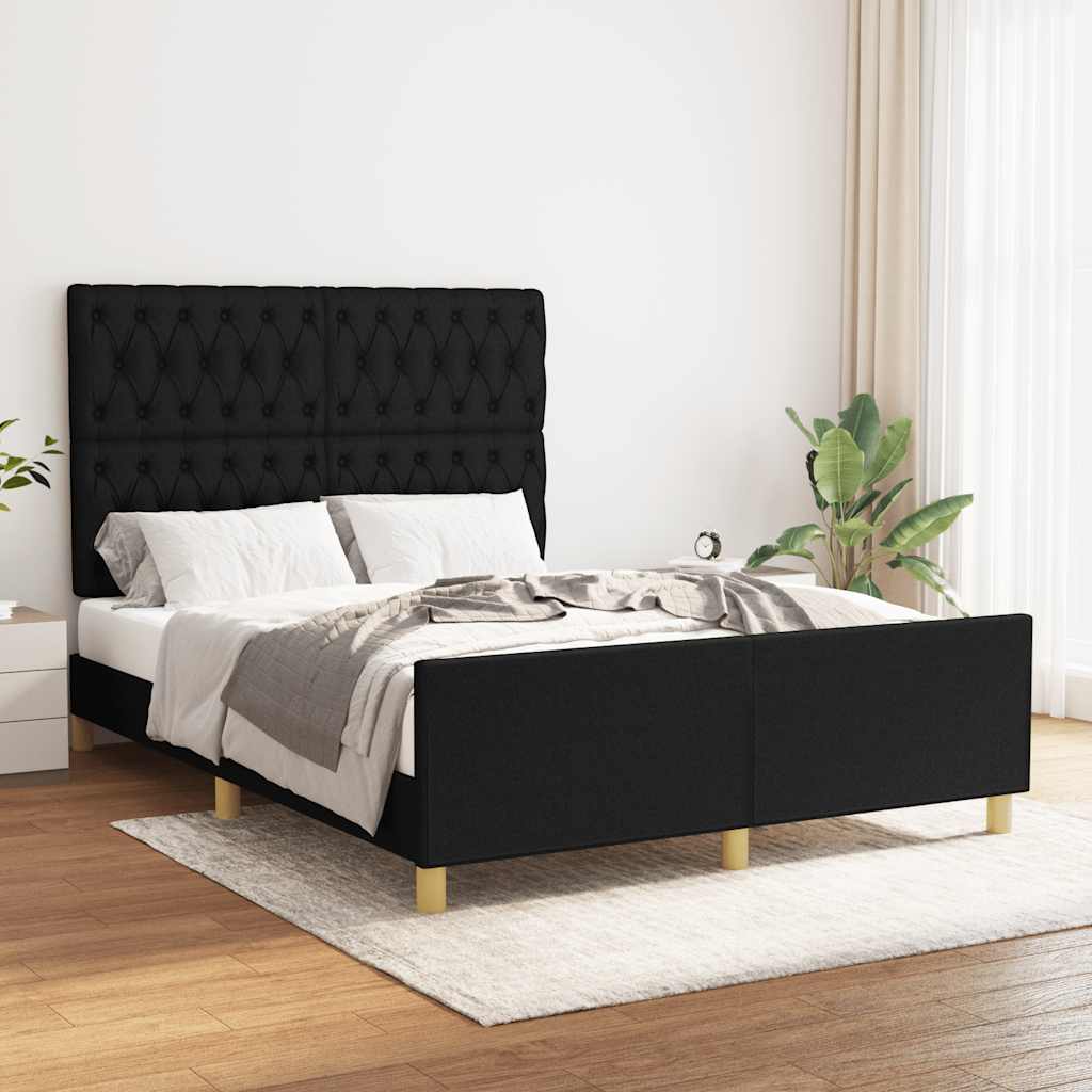 Bedframe zonder matras stof zwart 140x190 cm – afbeelding 1