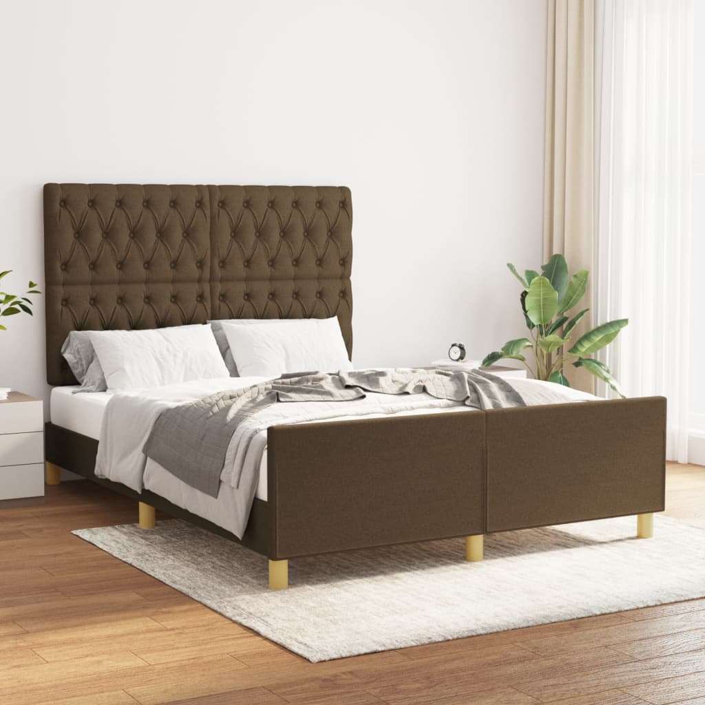 Bedframe zonder matras stof donkerbruin 140x190 cm – afbeelding 1