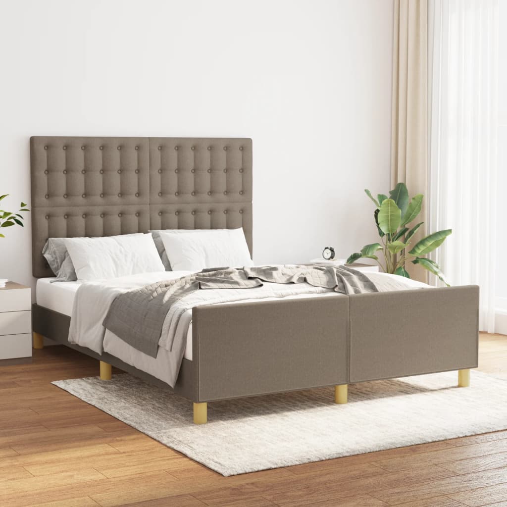 Bedframe zonder matras stof taupe 140x190 cm – afbeelding 1