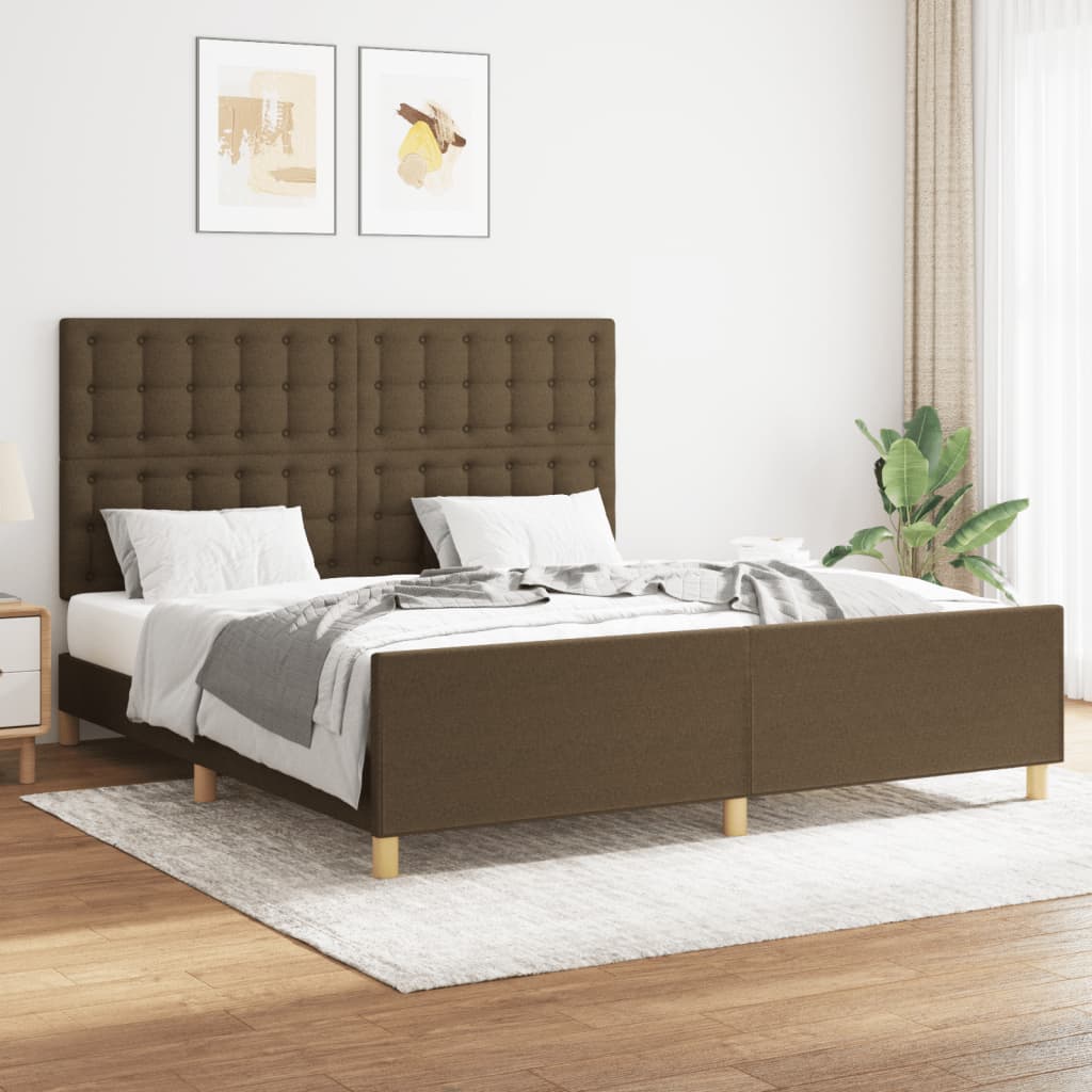 Bedframe zonder matras stof donkerbruin 160x200 cm – afbeelding 1