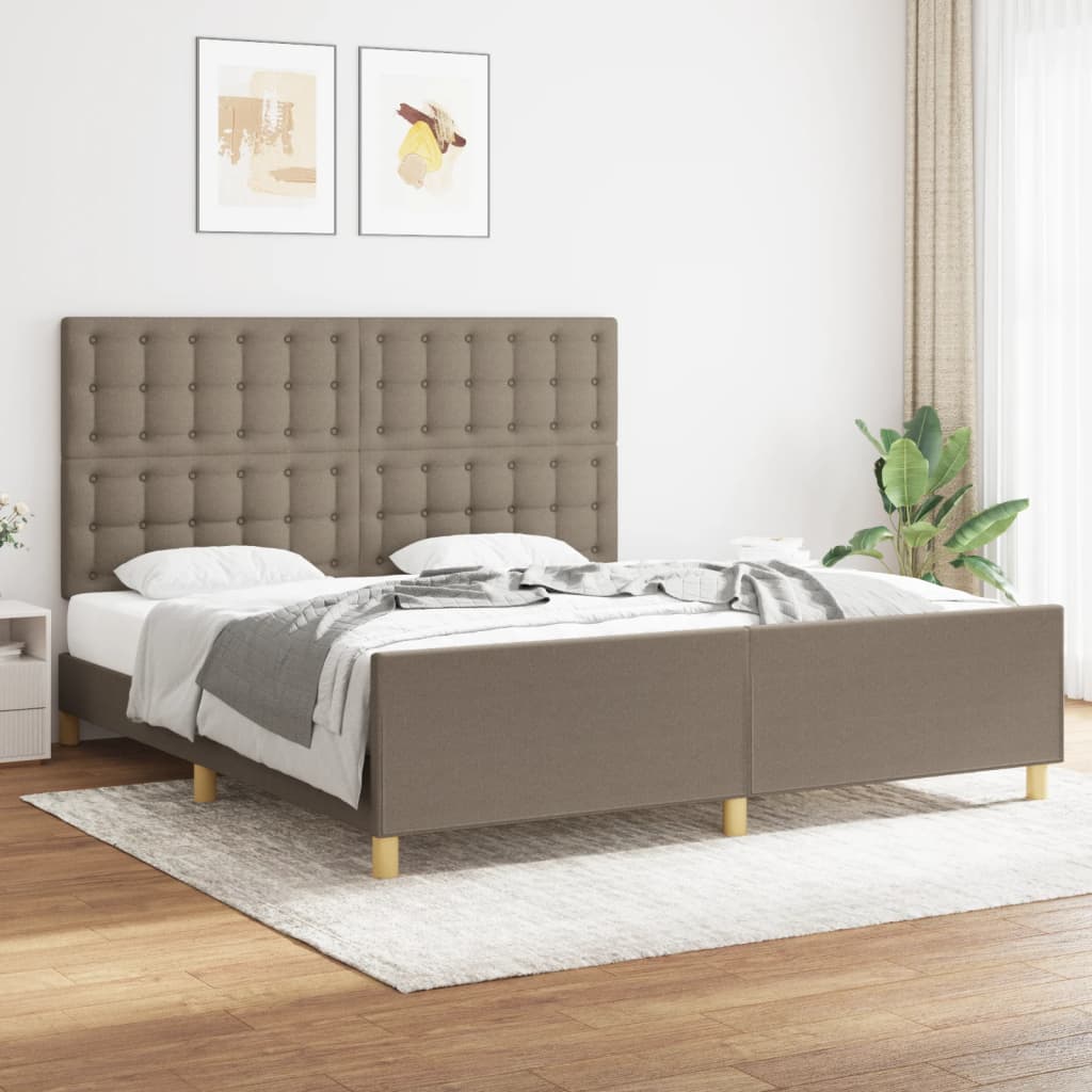 Bedframe met hoofdeinde stof taupe 180x200 cm – afbeelding 1