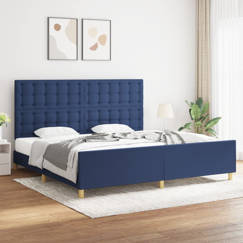 Bedframe zonder matras stof blauw 200x200 cm – afbeelding 1