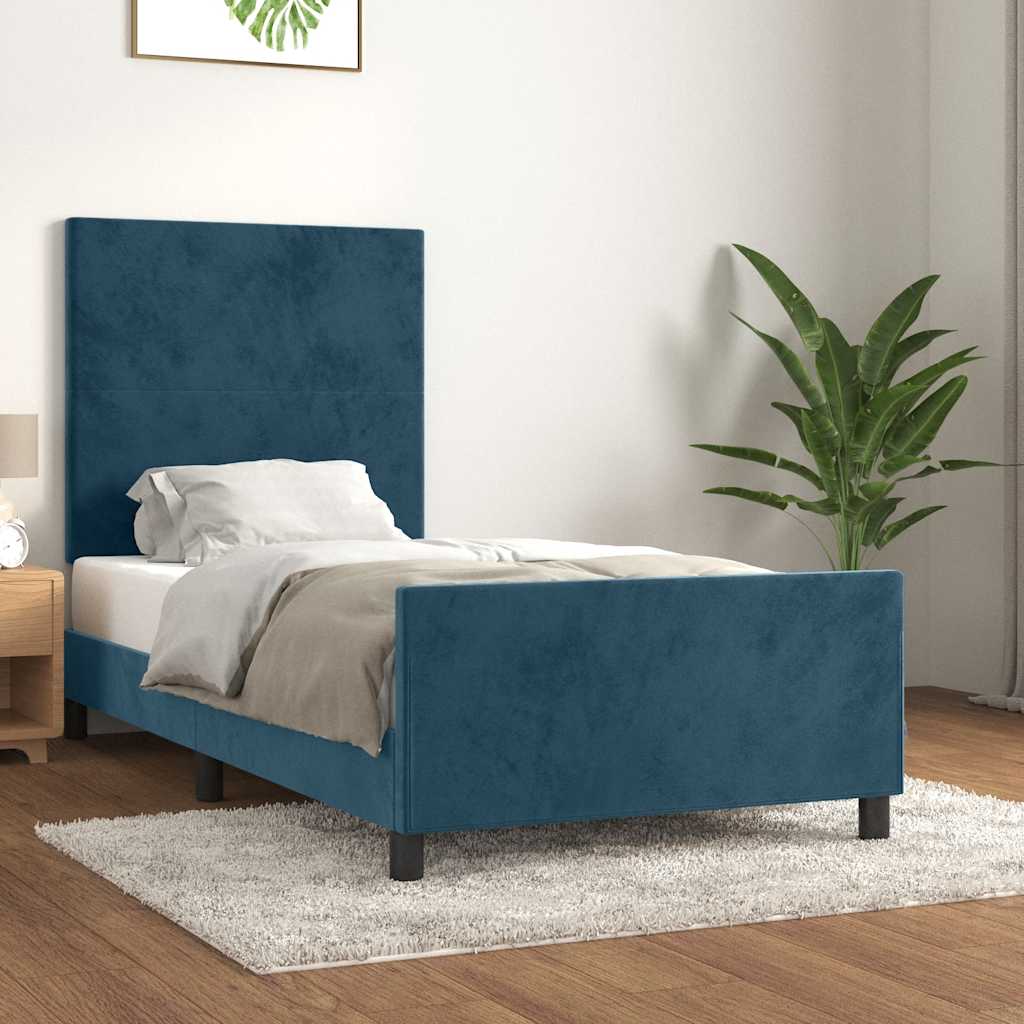 Bedframe zonder matras 80x200 cm fluweel donkerblauw – afbeelding 1