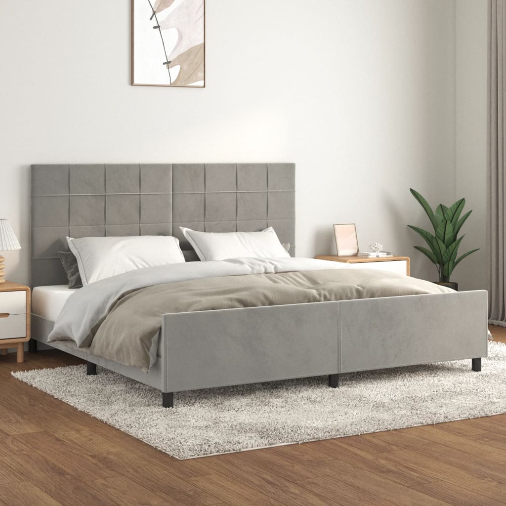 Bedframe zonder matras 200x200 cm fluweel lichtgrijs – afbeelding 1