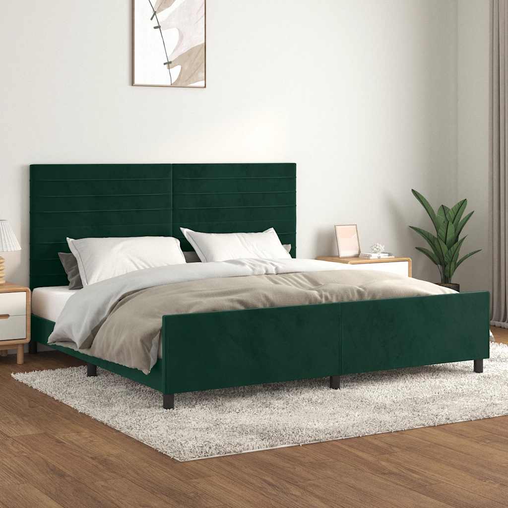 Bedframe zonder matras 200x200 cm fluweel donkergroen – afbeelding 1